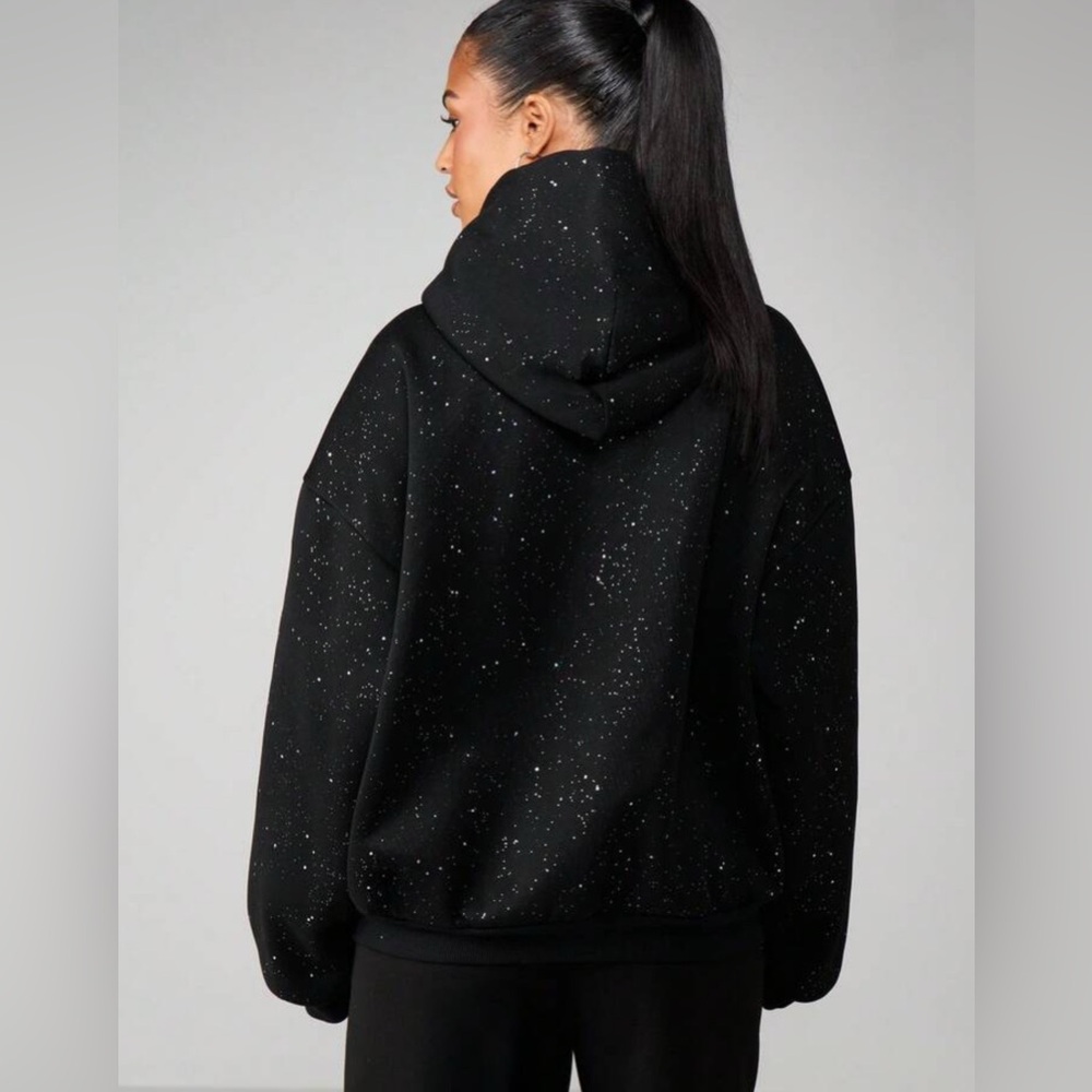 MISSGUIDED Sparkly Hooded Sweatshirt With Metallic Specks Full Zip Closure - Picture 2 of 5